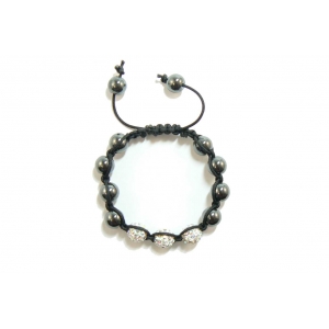 3 Bead White Shamballa and Hematite Bracelet 3 Bead White Shamballa and Hematite Bracelet